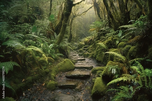 Lush Hawaiian Rainforest Trail: Nature and Adventure - Generative AI