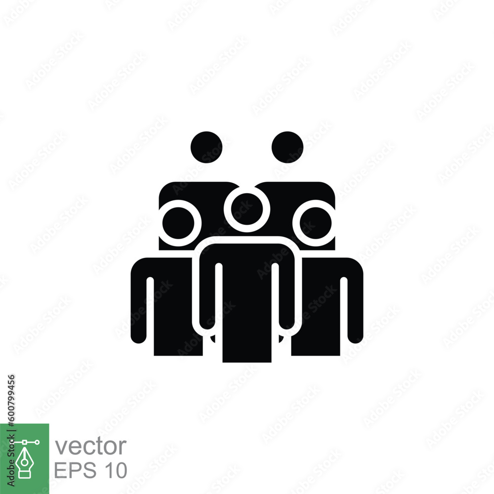Crowd icon. Simple solid style. Organisation, group, management, people, team, staff, business concept. Black silhouette, glyph symbol. Vector symbol illustration isolated on white background. EPS 10. Crowd icon. Simple solid style. Organisation, group, management, people, team, staff, business concept. Black silhouette, glyph symbol. Vector symbol illustration isolated on white background. EPS 10.