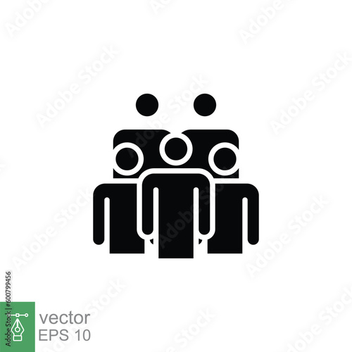 Fototapeta Naklejka Na Ścianę i Meble -  Crowd icon. Simple solid style. Organisation, group, management, people, team, staff, business concept. Black silhouette, glyph symbol. Vector symbol illustration isolated on white background. EPS 10.