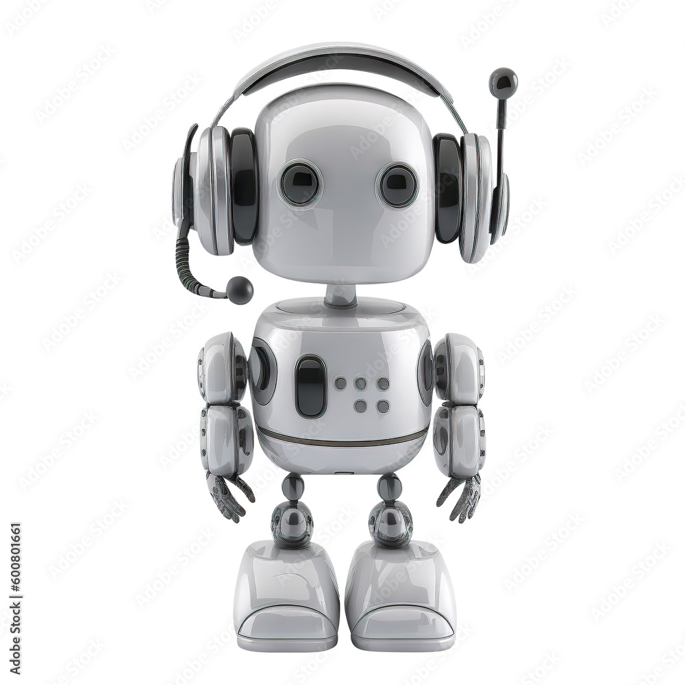 Cute robot consultant cut out. Digital help and assistance online concept. Based on Generative AI Cute robot consultant cut out. Digital help and assistance online concept. Based on Generative AI