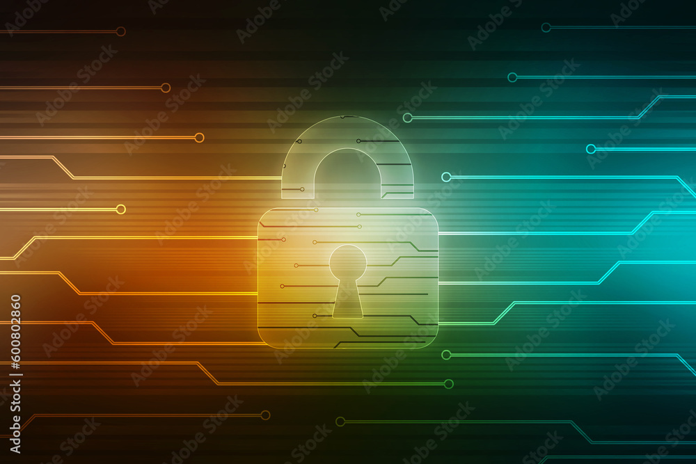 Fototapeta premium 2d illustration Safety concept: Closed Padlock on digital background