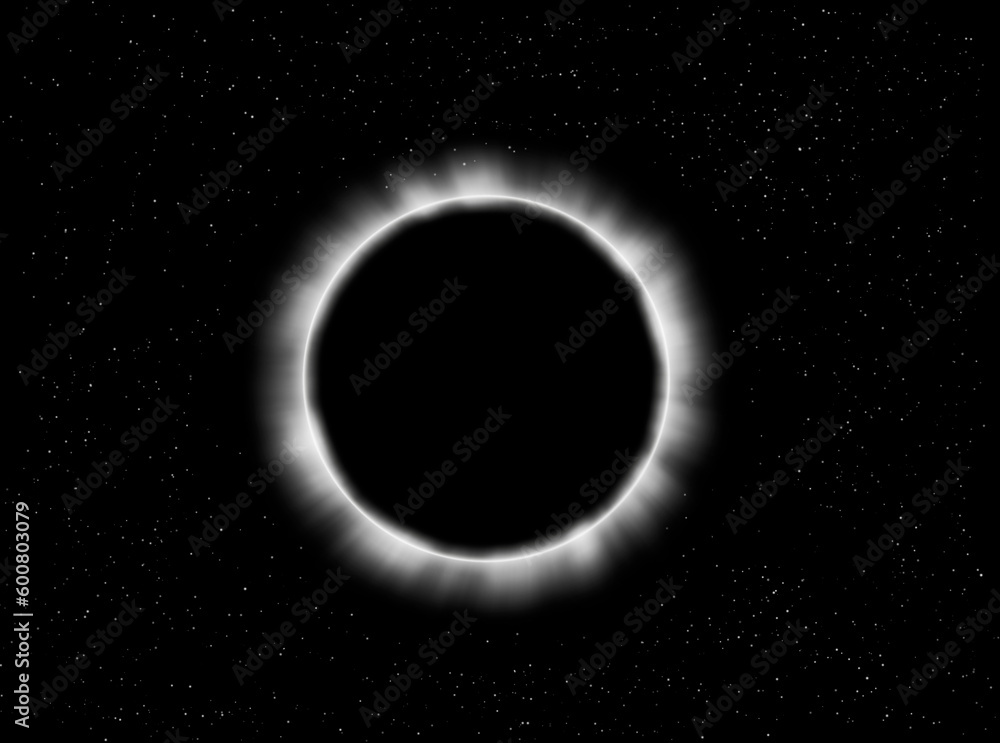 Illustration about a planet eclipse in a starry sky
