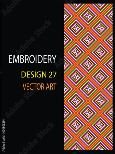 It is a traditional handicraft design by native tribes in East Malaysia usually with green, black, yellow, purple, brown, white, and orange threads