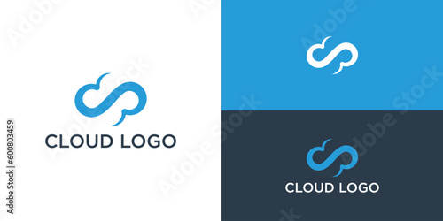 Cloud logo design technology icon logotype