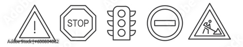 Traffic signs vector line icons - thin line icon collection on white background
