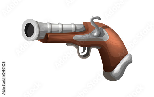 Vector cartoon stule pirate vintage gun. isolated on white background.