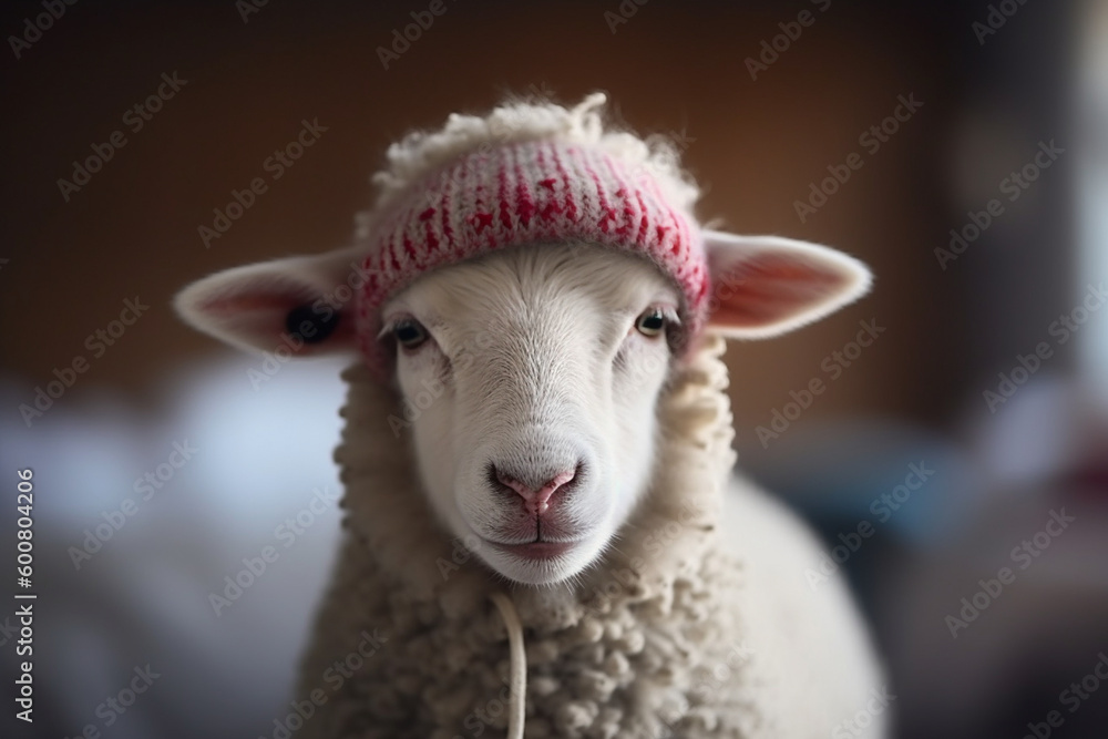 cute sheep wearing a hat
