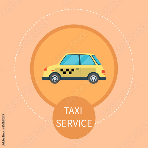 Online ordering taxi car, rent and sharing using service mobile application. Means of public transport, motor vehicle, used to transport passengers and goods to any specified point for fare