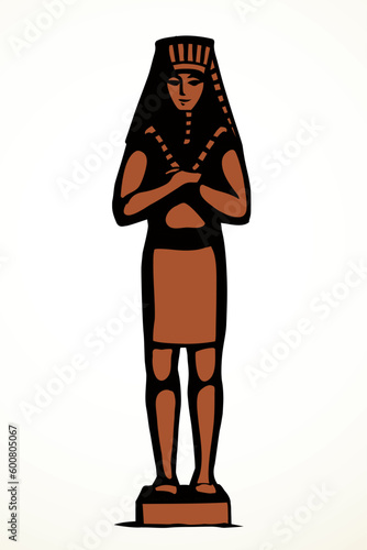 Vector drawing. Egyptian male statue