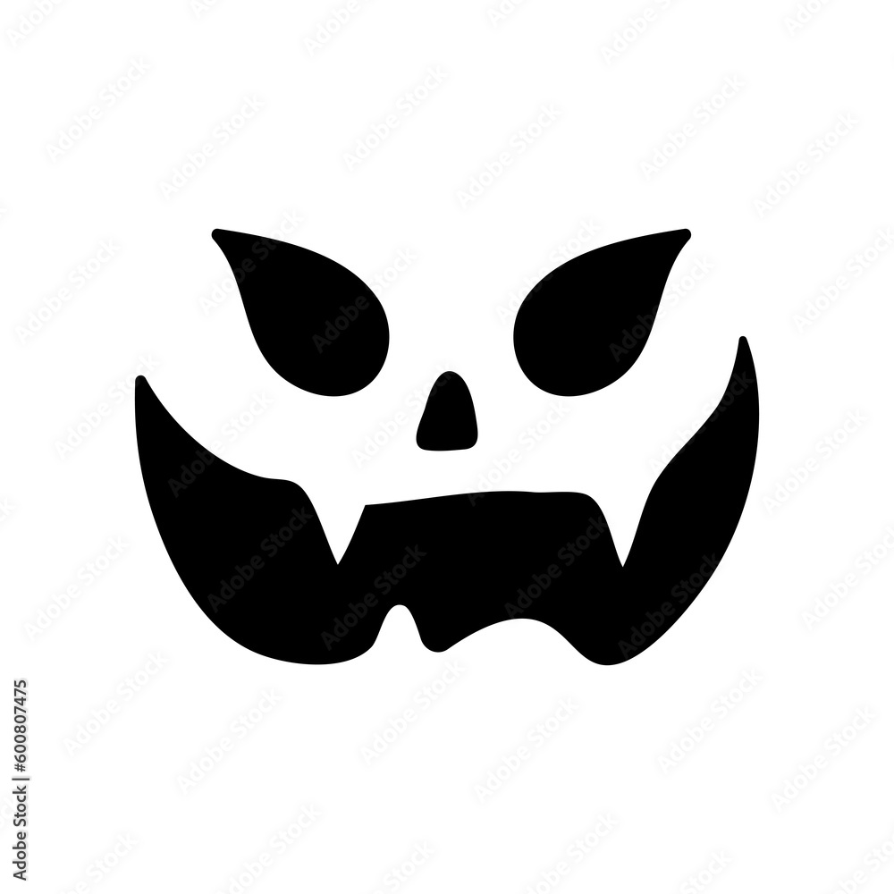 Scary ghost face. Ghost mask. Pumpkin carved devil face for Halloween.
