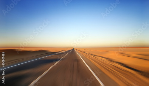 Fast Driving on Desert Highway
