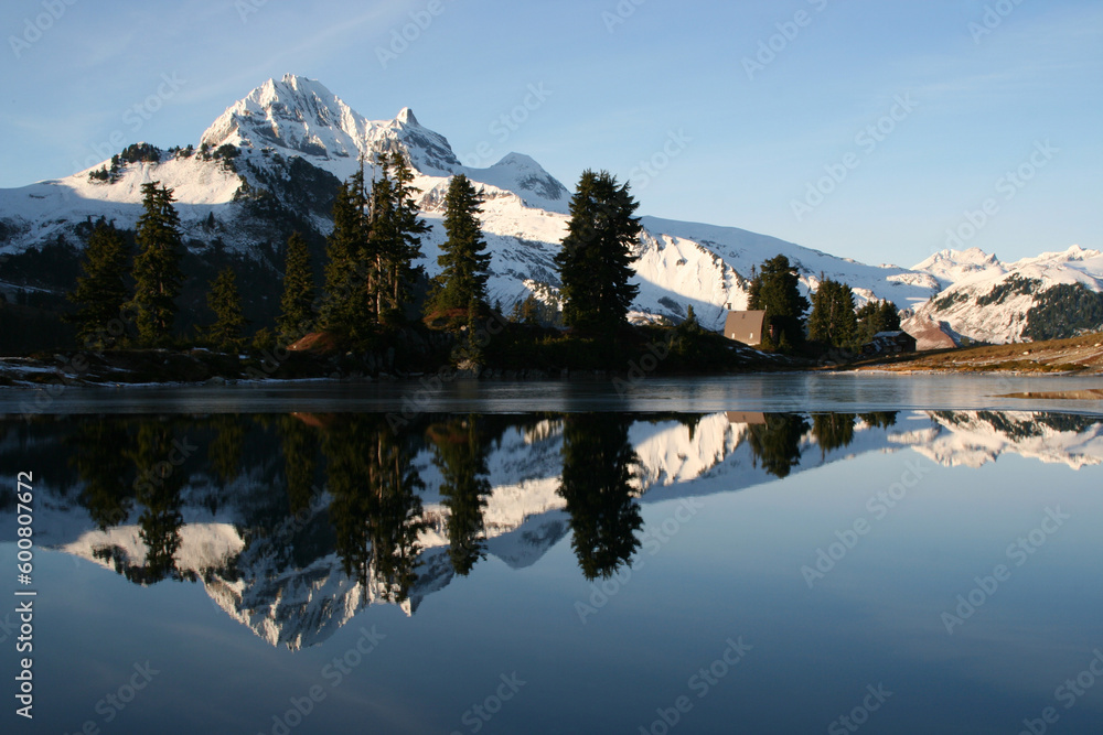 A reflection of Garibaldi mountain.