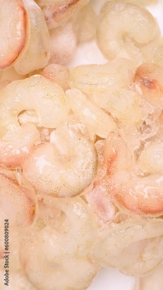 top view frozen unskin shrimps rotating vertical composition top view frozen unskin shrimps rotating vertical composition