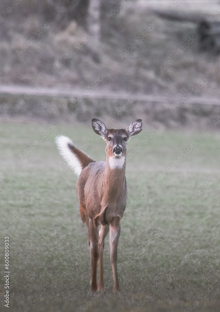 Fototapeta premium White tailed deer that is standing in the grass