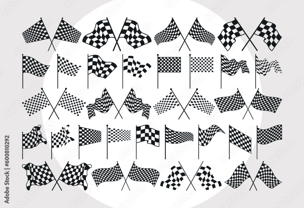 Racing Flag SVG Bundle, Finish Flags Silhouette, Checkered Flag Svg ...