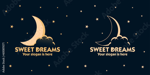 Cloud and moon, stars and night sky, sweet dreams, crescent