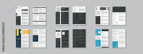 Resume bundle collections, unique vector mega cv set template, 2 pages cv layout or resume design with mockup