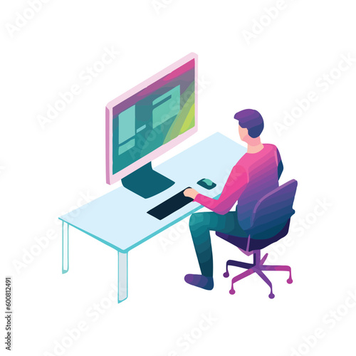 Businessman sitting at desk working