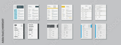 Resume bundle collections, unique vector mega cv set template, 2 pages cv layout or resume design with mockup