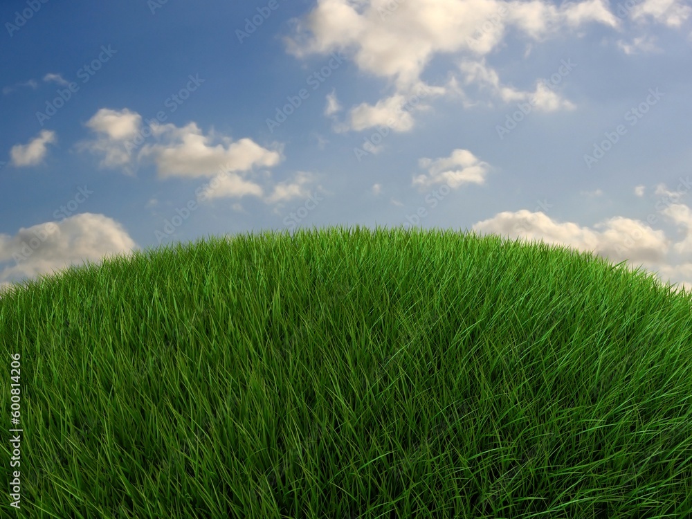 3 rendered illustration of a green grass hill 3 rendered illustration of a green grass hill