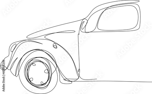 One line art. one continuous line art of a broken car