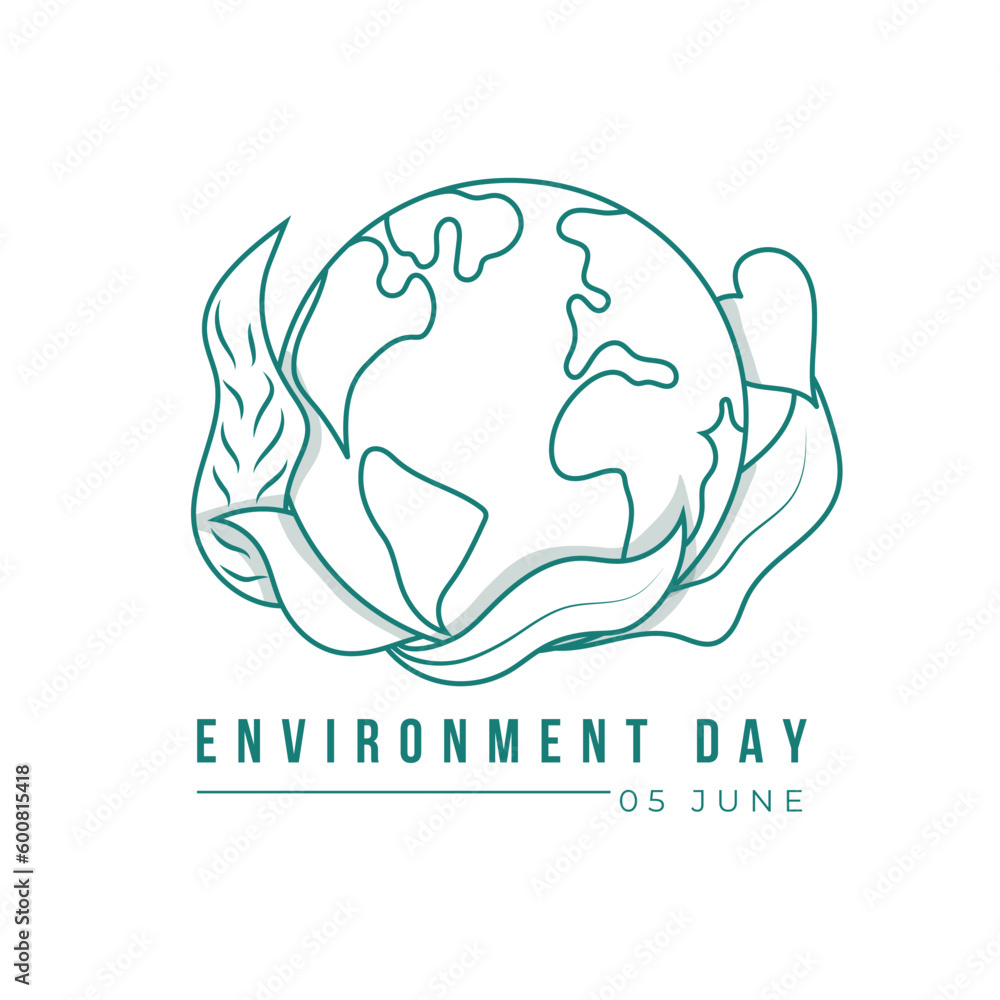 Line art of earth and leaves design for nature or environment template design Line art of earth and leaves design for nature or environment template design