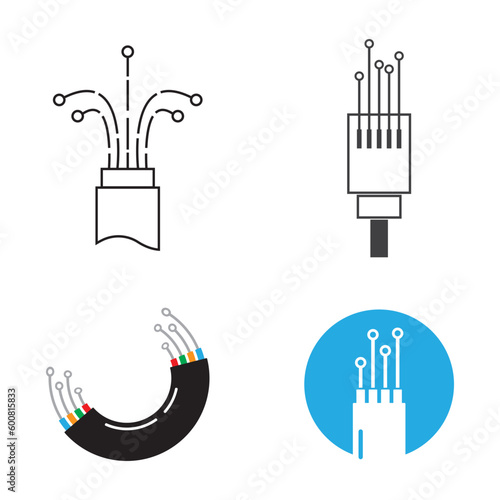 Viber optic cable icon vector flat design template