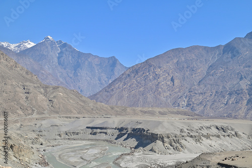 Junction Point in Jaglot Town, Where Three Mightiest Mountain Ranges Meet, the Himalaya, Karakoram and Hindu Kush © panithi33