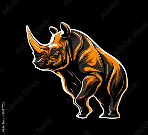 Ai generated rhino mascot rhinoceros animal emblem © Buch&Bee