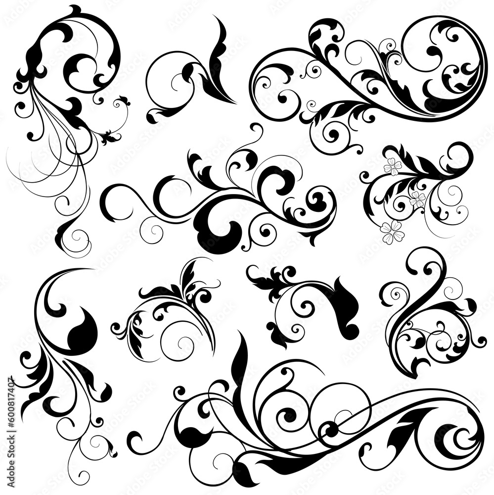 illustration drawing of floral design elements illustration drawing of floral design elements