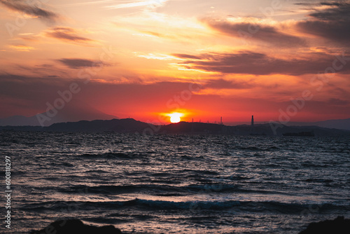 九十九里浜の夕日