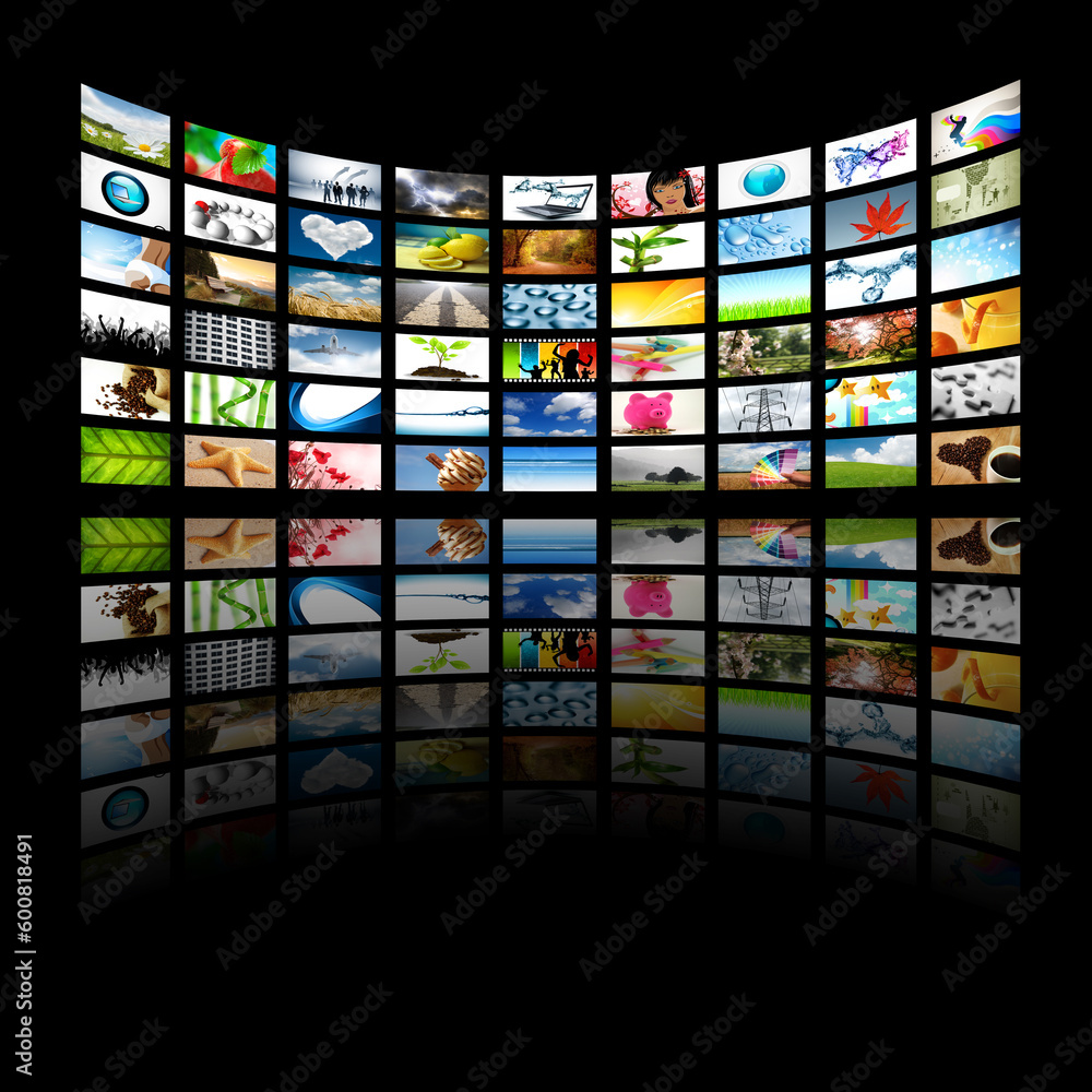 Huge flat panel screen made up of iindividual panels. Huge flat panel screen made up of iindividual panels.
