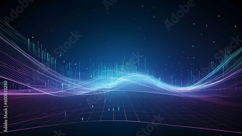 Electronic Data Flow Background with vectors.Technology Lines for Big Data. Wireless Data Transmission over 5G. Light Trails at High Speed. The Generative AI.