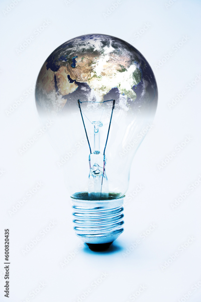 Light bulb & planet earth (courtesy of NASA) global power concept - image is supposed to be quite stark & contrasty Light bulb & planet earth (courtesy of NASA) global power concept - image is supposed to be quite stark & contrasty