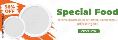 restaurant menu social media marketing web banner template design. Pizza, burger and healthy food business online promotion flyer