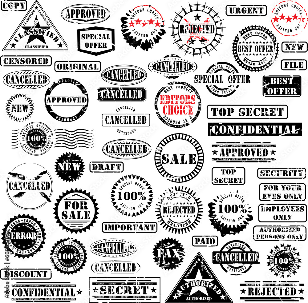 Collection of grunge rubber stamps. See other rubber stamp collections in my portfolio. Collection of grunge rubber stamps. See other rubber stamp collections in my portfolio.