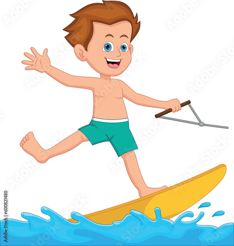 boy playing water ski