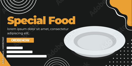 restaurant menu social media marketing web banner template design. Pizza, burger and healthy food business online promotion flyer