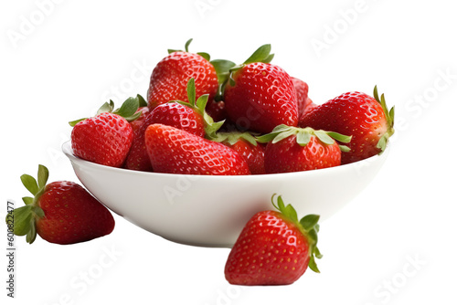 Strawberries on a white isolated PNG background.