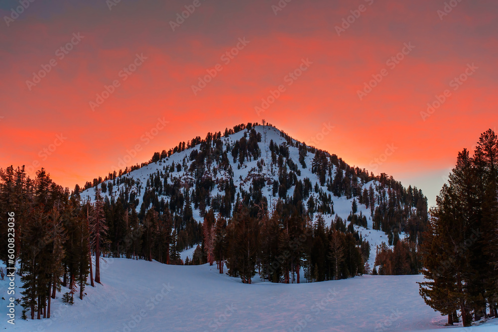 Stunning View of Mammoth Ski Resort at Sunset