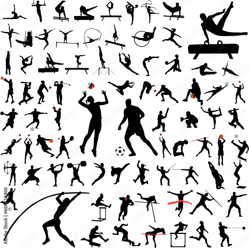 80 high quality sport silhouettes collection - vector