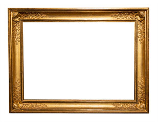 old horizontal rococo gold picture frame isolated