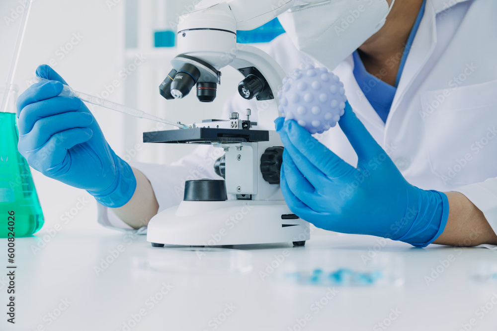 Medical Development Laboratory: Caucasian Female Scientist Looking Under Microscope, Analyzes Petri Dish Sample. Specialists Working on Medicine, Biotechnology Research in Advanced Pharma Lab Medical Development Laboratory: Caucasian Female Scientist Looking Under Microscope, Analyzes Petri Dish Sample. Specialists Working on Medicine, Biotechnology Research in Advanced Pharma Lab