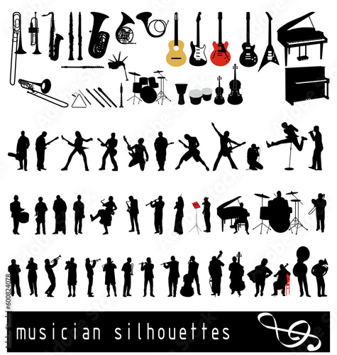 Canvas Print large collection of instruments and musicians with high detail