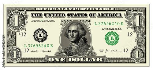 Vector illustration based of a one dollar bill. All pieces are separate and easy to edit. © Designpics