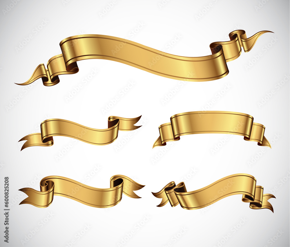 Set of golden vector ribbons for your text Set of golden vector ribbons for your text
