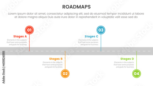 business roadmaps process framework infographic 3 stages with small circle points on timeline and light theme concept for slide presentation