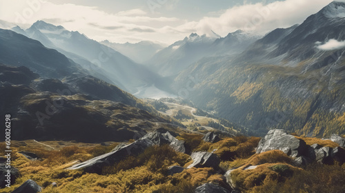 Beautiful mountain background., Illustration AI Generative