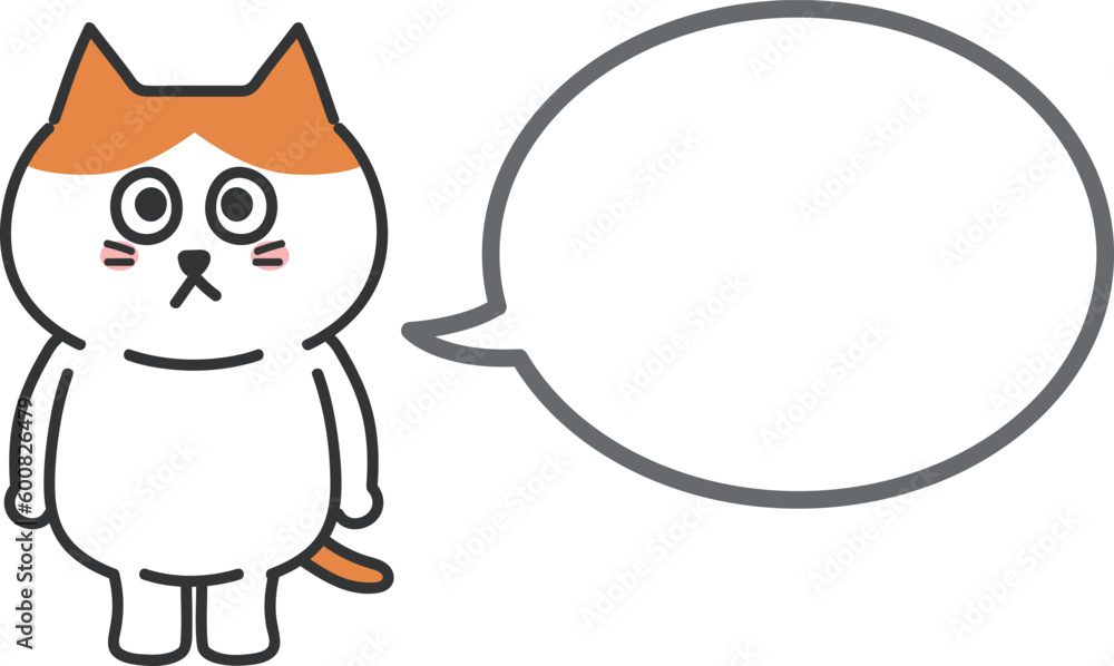 An orange tabby cartoon cat tweeted something with a speech bubble. Vector illustration. An orange tabby cartoon cat tweeted something with a speech bubble. Vector illustration.