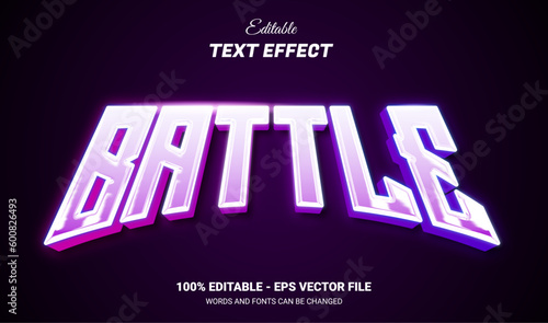 Battle editable text style with neon light effect